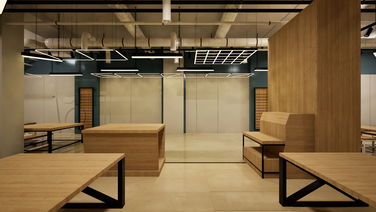 Interior display with coordinated wooden furniture used to illustrate assortment planning