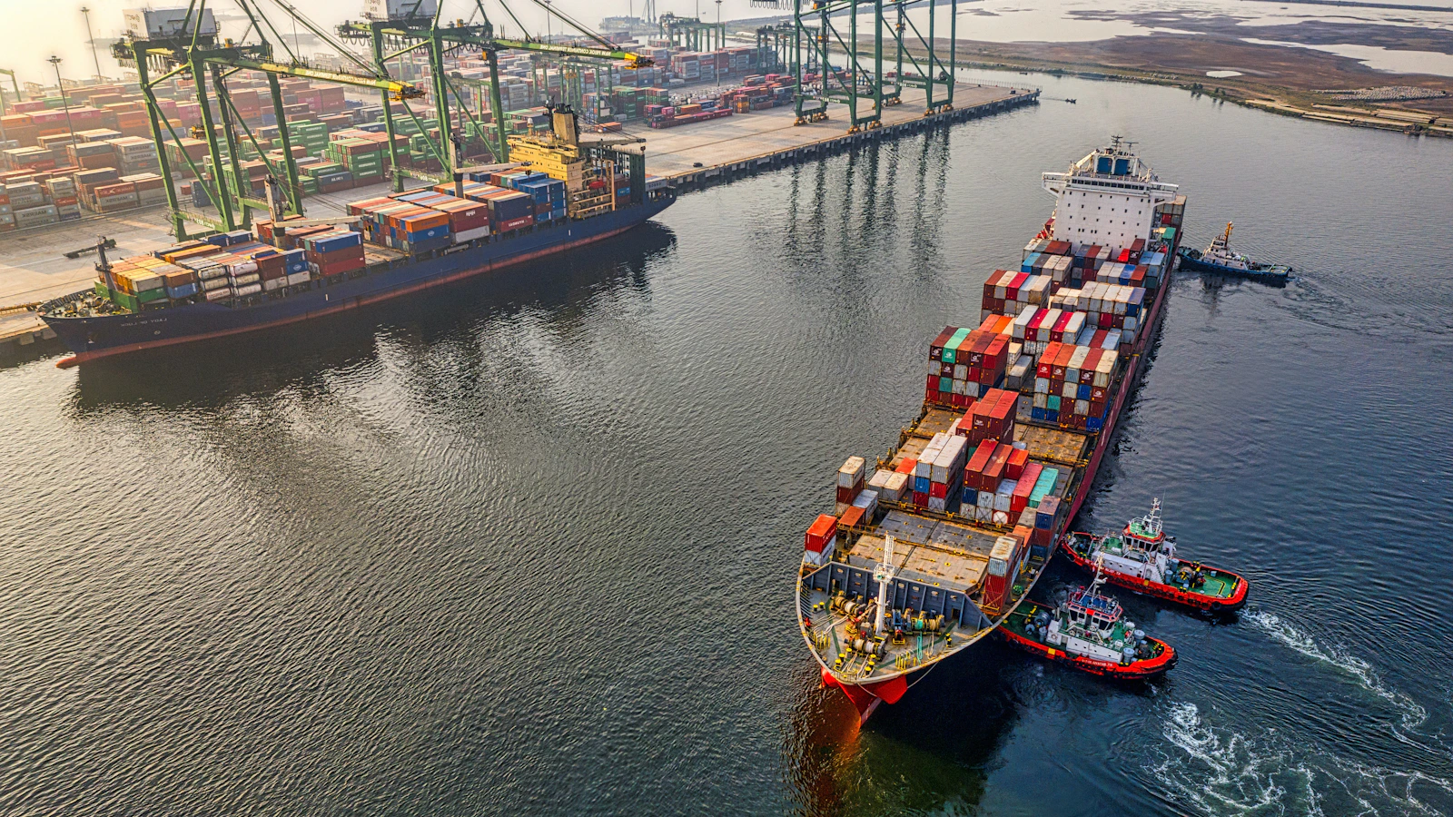 Cargo ship carrying containers for international freight