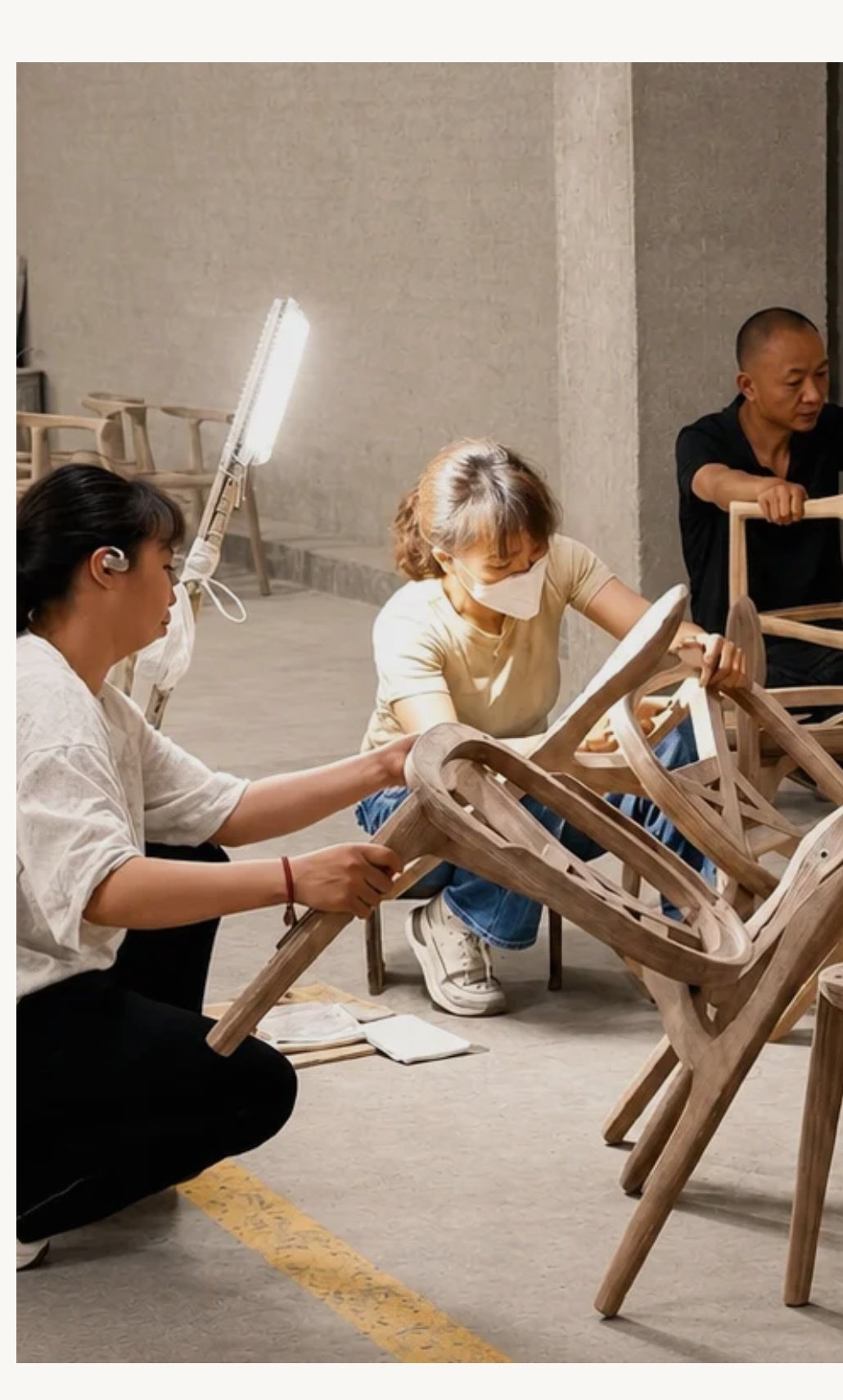 Solid wood chair quality inspection before finishing or packing